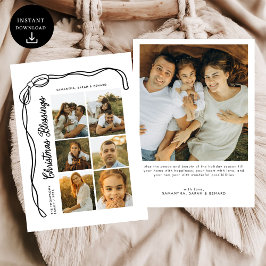 Bow Christmas Blessings Family 6 Photos シーズンカード
