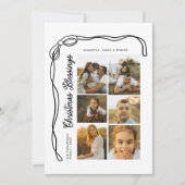 Bow Christmas Blessings Family 6 Photos シーズンカード (正面)