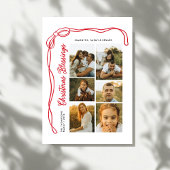 Bow Christmas Blessings Script Family 6 Photos シーズンカード