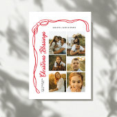 Bow Christmas Blessings Script Family 6 Photos シーズンカード