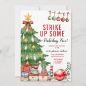 Bow Christmas Holiday Bowling Party Strike Up Some 招待状 (正面)