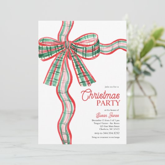  Bow Christmas Party Invitation 招待状 (スタンド正面)