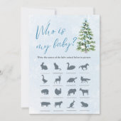 Bow Christmas Tree Baby Shower Who Is My Baby Game 招待状 (正面)