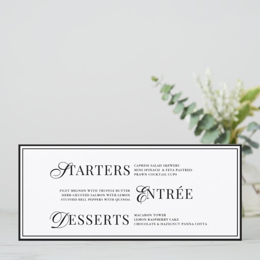Bow Classic Old Money Black  & White Wedding メニュー (スタンド正面)