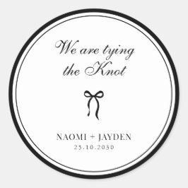 Bow Classic Old Money Black & White Wedding ラウンドシール