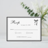 Bow Classic Old Money Black & White Wedding 出欠カード (スタンド正面)