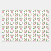 Bow Clover Lucky One Girl 1st Birthday Monogram ラッピングペーパーシート (正面3)