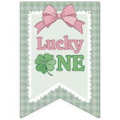 Bow Clover Lucky One Girl 1st Birthday Photo バンティングフラッグ (第2の旗)