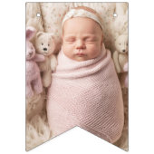 Bow Clover Lucky One Girl 1st Birthday Photo バンティングフラッグ (第1の旗)