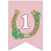 Bow Clover Lucky One Girl 1st Birthday Photo バンティングフラッグ (第3の旗)