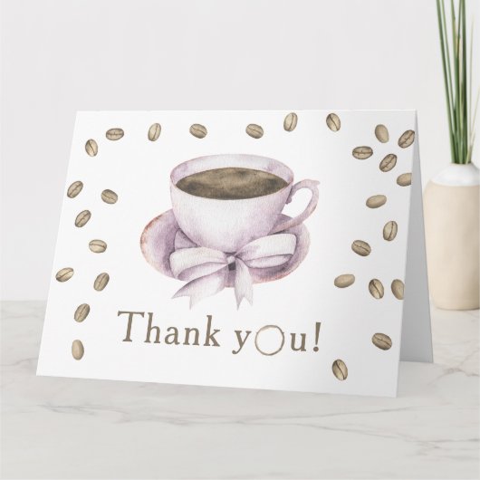 Bow & Coffee Brewing Baby shower サンキューカード (正面)