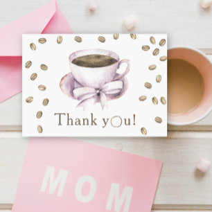 Bow & Coffee Brewing Baby shower サンキューカード