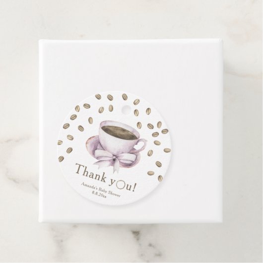 Bow & Coffee Brewing Baby shower フェイバータグ (インサイチュ)