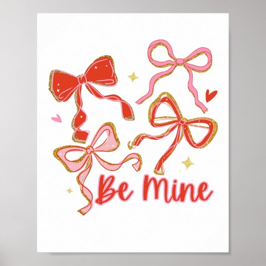 Bow Coquette バレンタインポスター • Be Mine ウォールアート (正面)