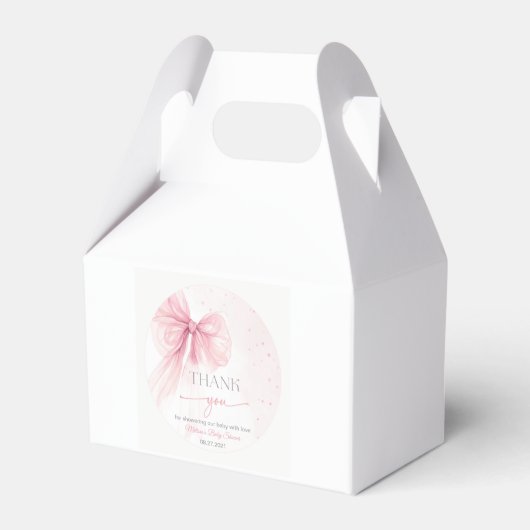 Bow Coquette Baby Shower Favor Box フェイバーボックス (正面サイド)