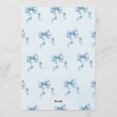 Bow Coquette Blue 1st Birthday  招待状 (裏面)