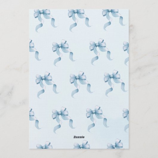 Bow Coquette Blue 1st Birthday  招待状 (裏面)