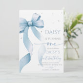 Bow Coquette Blue 1st Birthday  招待状 (スタンド正面)