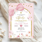 Bow Coquette Blush Pink Bautizo Y Primer Anito 招待状