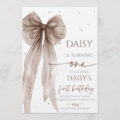Bow Coquette Chocolate Mocha Birthday 招待状 (正面)