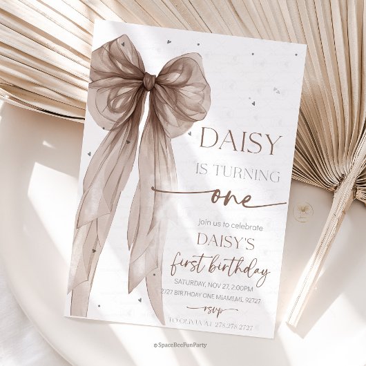 Bow Coquette Chocolate Mocha Birthday 招待状