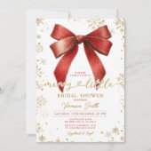 Bow coquette Merry Little Christmas Bridal Shower 招待状 (正面)