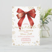 Bow coquette Merry Little Christmas Bridal Shower 招待状 (スタンド正面)