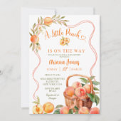 Bow Coquette Peach Baby Shower 招待状 (正面)