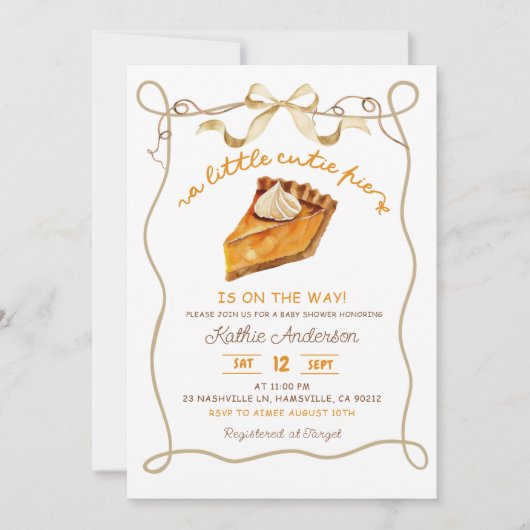 Bow Coquette Pie baby shower invitation 招待状 (正面)