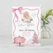 Bow Coquette Pink Girl Let's Skate Birthday 招待状 (スタンド正面)
