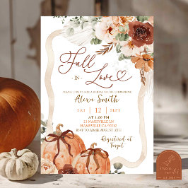  Bow Coquette Pumpkin Fall Ivory Boho Shower 招待状