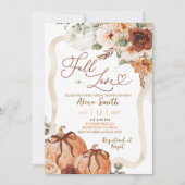  Bow Coquette Pumpkin Fall Ivory Boho Shower 招待状 (正面)