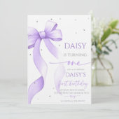 Bow Coquette Purple 1st Birthday  招待状 (スタンド正面)