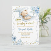 Bow Coquette we can Bearly wait boy baby shower in 招待状 (スタンド正面)