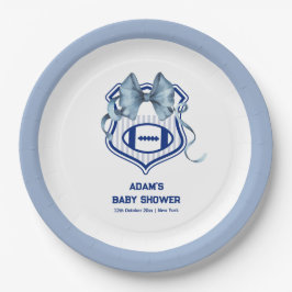 Bow Crest Rookie Football Sport Boy Baby Shower ペーパープレート