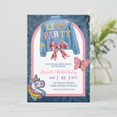 Bow Denim Jacket Patch Party Birthday 招待状 (スタンド正面)