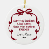 Bow Doodle Gifts to Coworker Christmas Ornament セラミックオーナメント (正面)