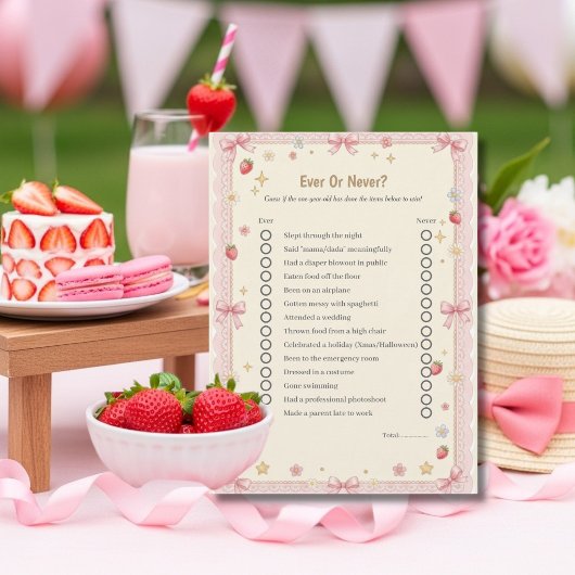 Bow First Birthday Ever or Never game card シーズンカード