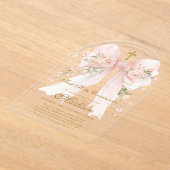 Bow First Holy Communion Girl - Boho Arch アクリル招待状 (レイダウン)