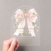 Bow First Holy Communion Girl - Boho Arch アクリル招待状 (インサイチュ (ポータブル))
