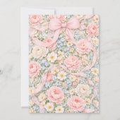 Bow Floral Blush Pink Coquette Girl Baby Shower 招待状 (裏面)