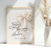 Bow Floral How Many Bows Baby Shower Game ポスター