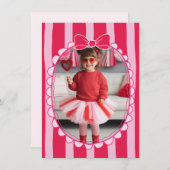 Bow Frame Kid Photo Valentine Card, Child School ノートカード (正面/裏面)