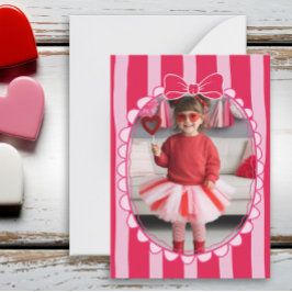 Bow Frame Kid Photo Valentine Card, Child School ノートカード