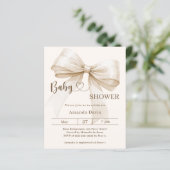 Bow gender neutral beige Baby Shower invitation (スタンド正面)