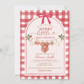 Bow Gingham Clothesline Merry Little Baby Shower 招待状 (正面)