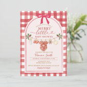 Bow Gingham Clothesline Merry Little Baby Shower 招待状 (スタンド正面)