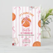 Bow Girl Basketball Birthday Game time 招待状 (スタンド正面)