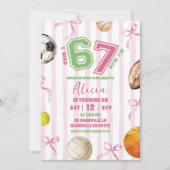 Bow Girl Sports 67 Birthday Game time Invitation 招待状 (正面)