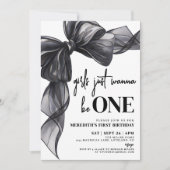 Bow Girls Just Wanna Be ONE 1st Birthday 招待状 (正面)